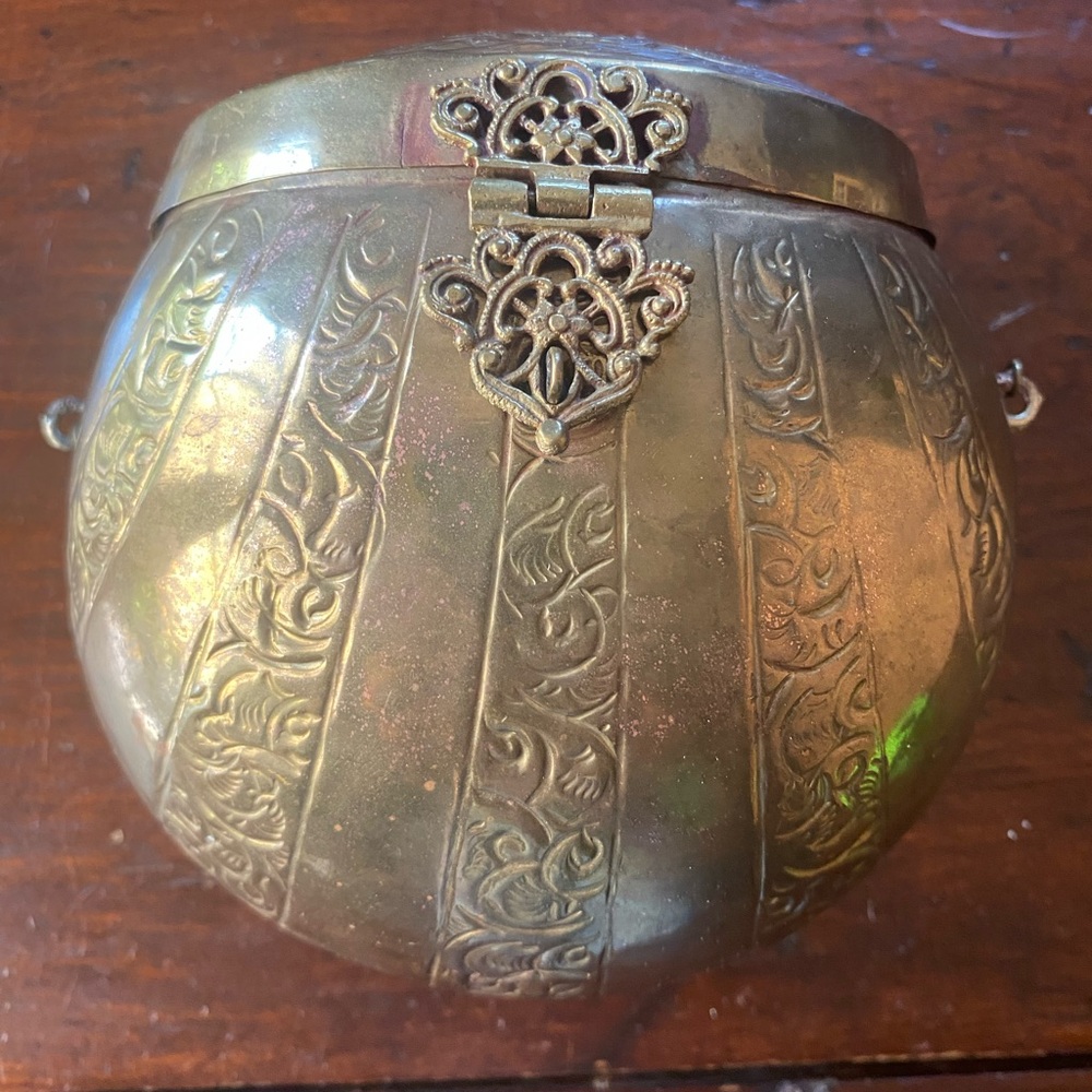 Vintage Brass Embossed Bag from Nepal